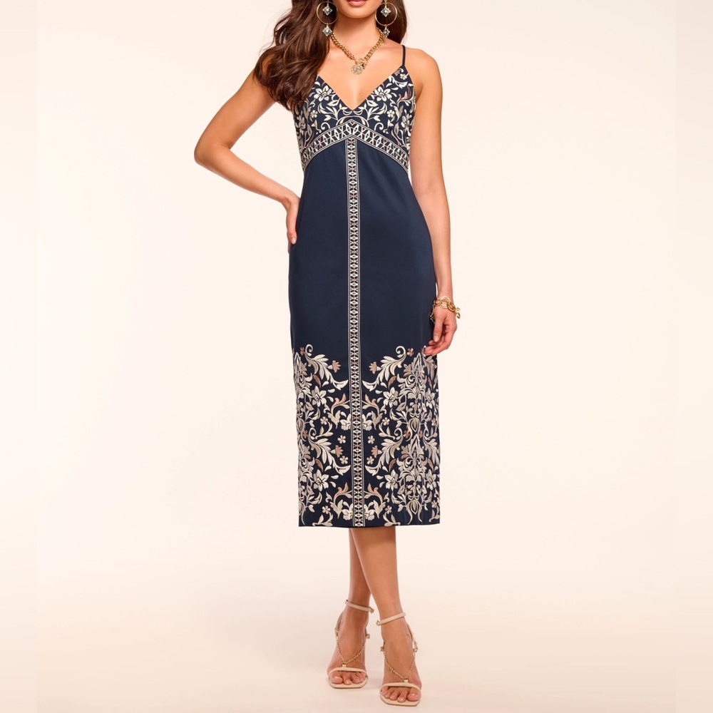 Ramy Brook Constanza Embroidered Stretch-Cotton Midi-Dress.  Size 4